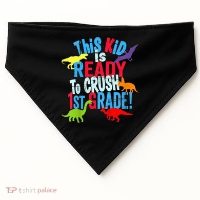 Back To School Dinosaur This is Ready To Crush 1st Grade USA-Made Doggie Bandana