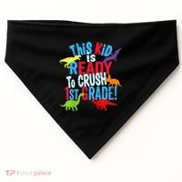 Back To School Dinosaur This is Ready To Crush 1st Grade USA-Made Doggie Bandana thumb 0