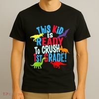 Back To School Dinosaur This is Ready To Crush 1st Grade T-Shirt thumb 3