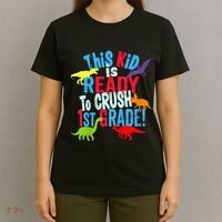 Back To School Dinosaur This is Ready To Crush 1st Grade T-Shirt thumb 4