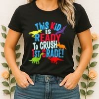 Back To School Dinosaur This is Ready To Crush 1st Grade Women's T-Shirt thumb 2