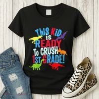 Back To School Dinosaur This is Ready To Crush 1st Grade Women's T-Shirt thumb 3