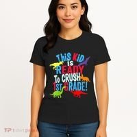 Back To School Dinosaur This is Ready To Crush 1st Grade Women's T-Shirt thumb 4
