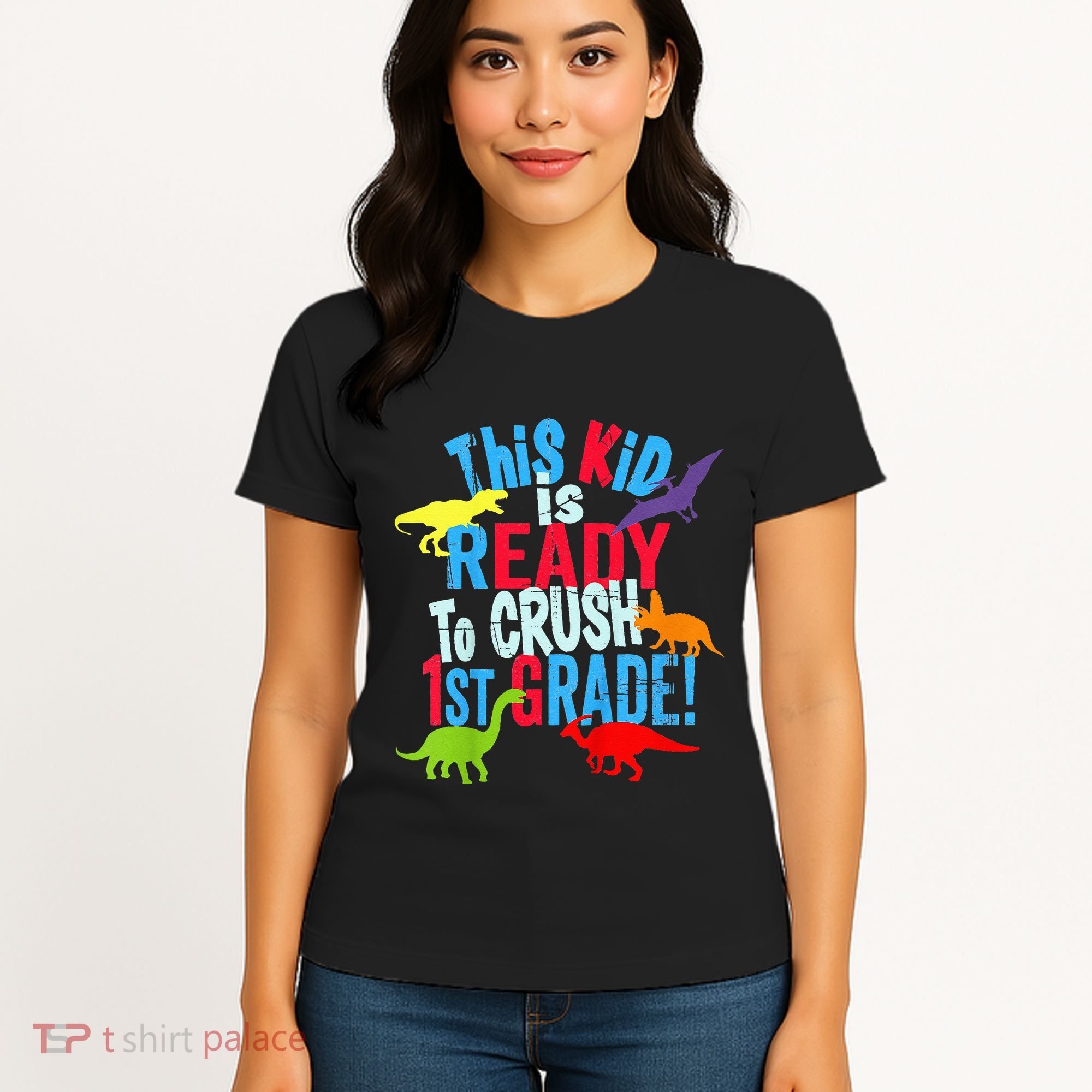 Back To School Dinosaur This is Ready To Crush 1st Grade Women's T-Shirt
