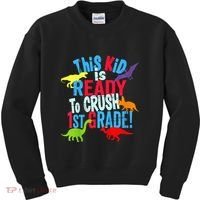 Back To School Dinosaur This is Ready To Crush 1st Grade Kids Sweatshirt thumb 0