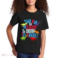 Back To School Dinosaur This is Ready To Crush 1st Grade Kids T-Shirt thumb 2