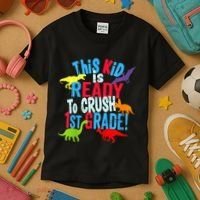 Back To School Dinosaur This is Ready To Crush 1st Grade Kids T-Shirt thumb 3