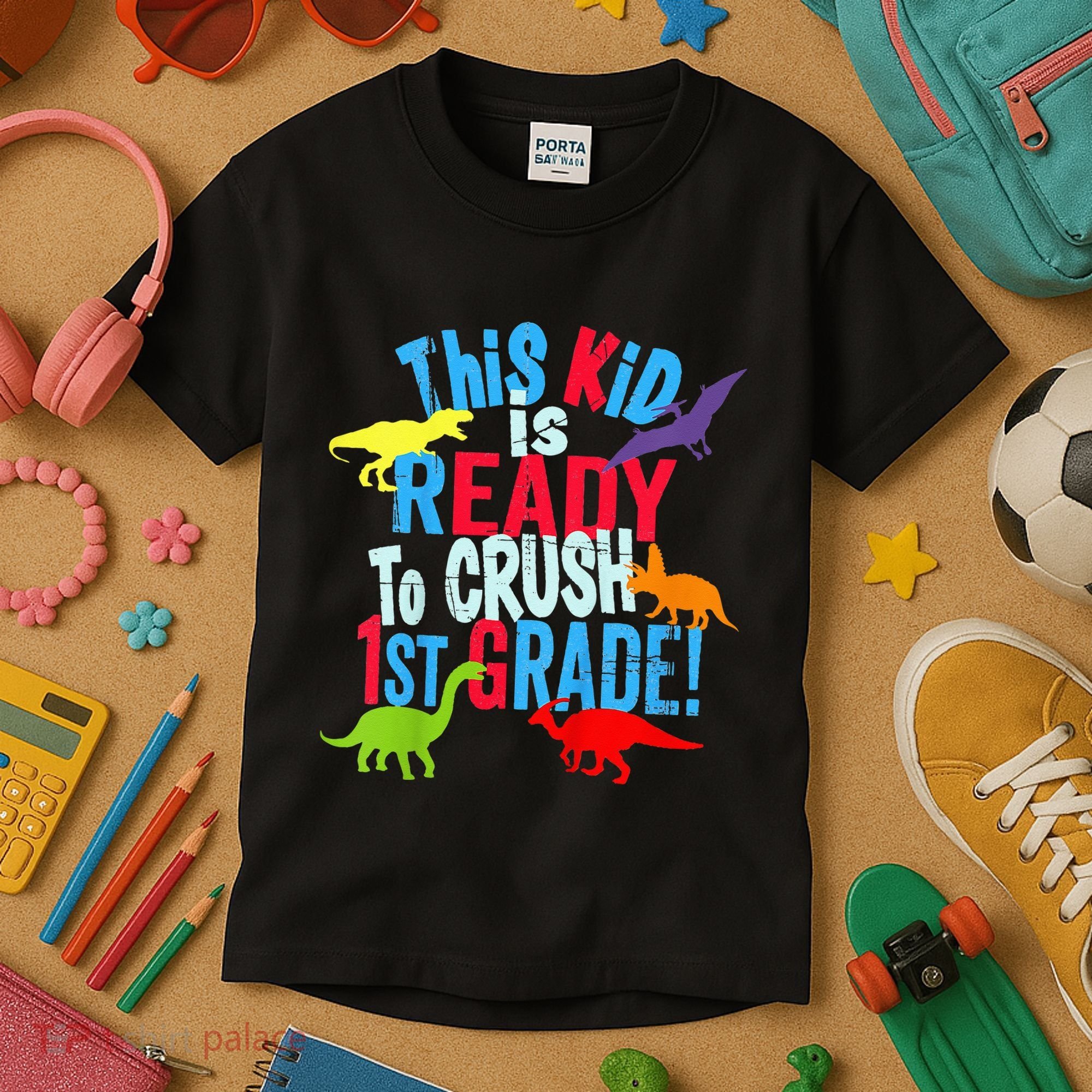 Back To School Dinosaur This is Ready To Crush 1st Grade Kids T-Shirt