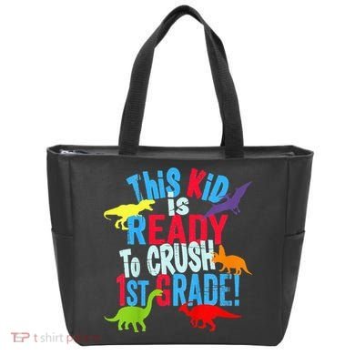 Back To School Dinosaur This is Ready To Crush 1st Grade Tote Bag