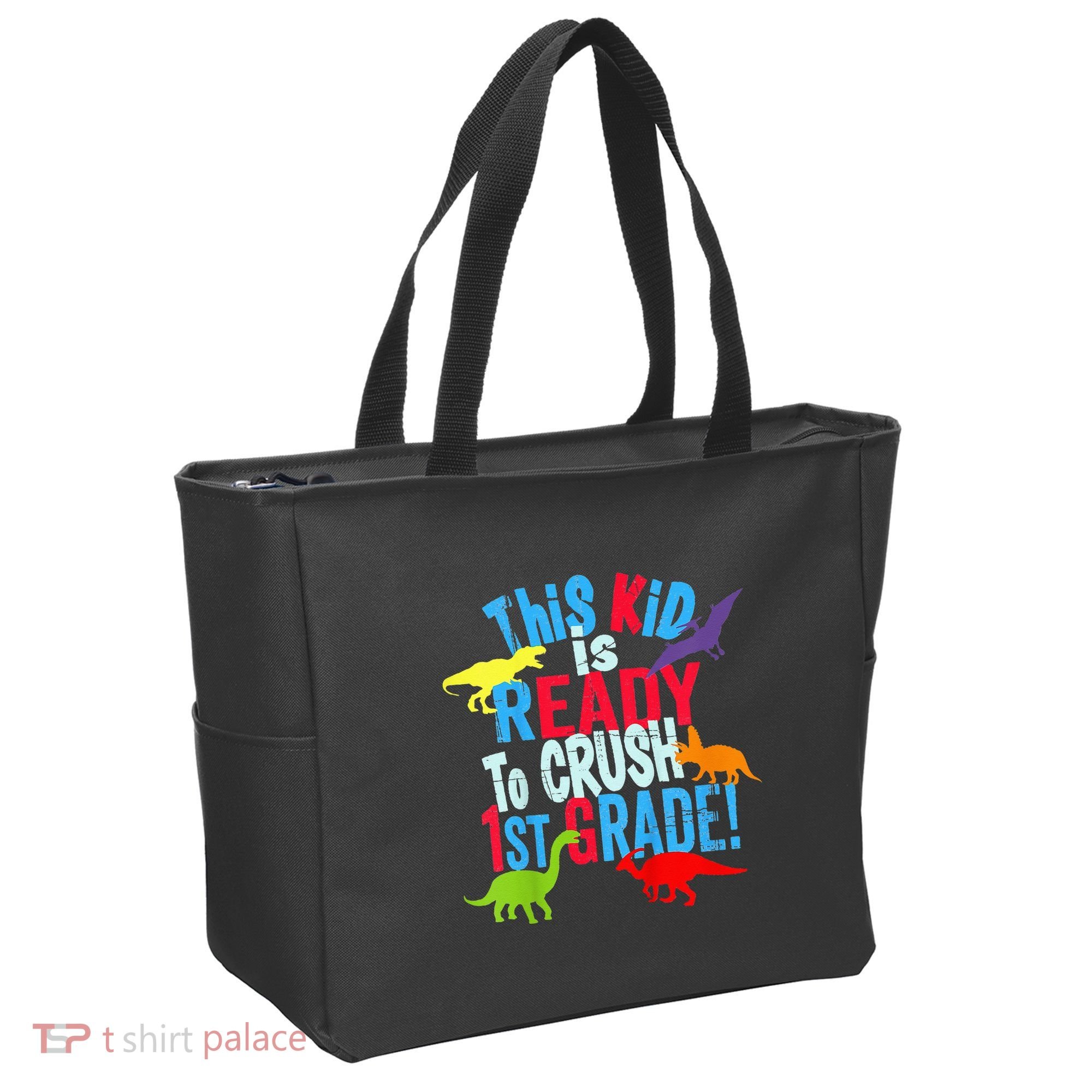 Back To School Dinosaur This is Ready To Crush 1st Grade Tote Bag