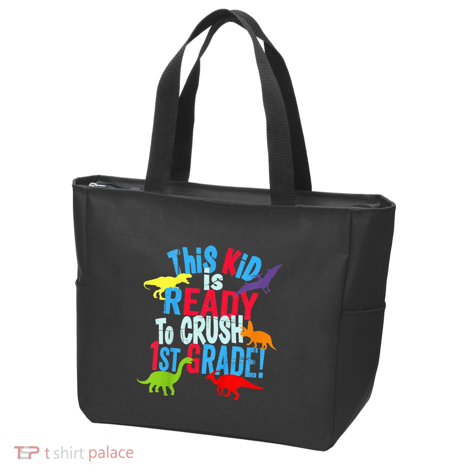 Back To School Dinosaur This is Ready To Crush 1st Grade Tote Bag