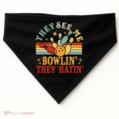 Bowling They See Me Bowling They Hatin Funny USA-Made Doggie Bandana