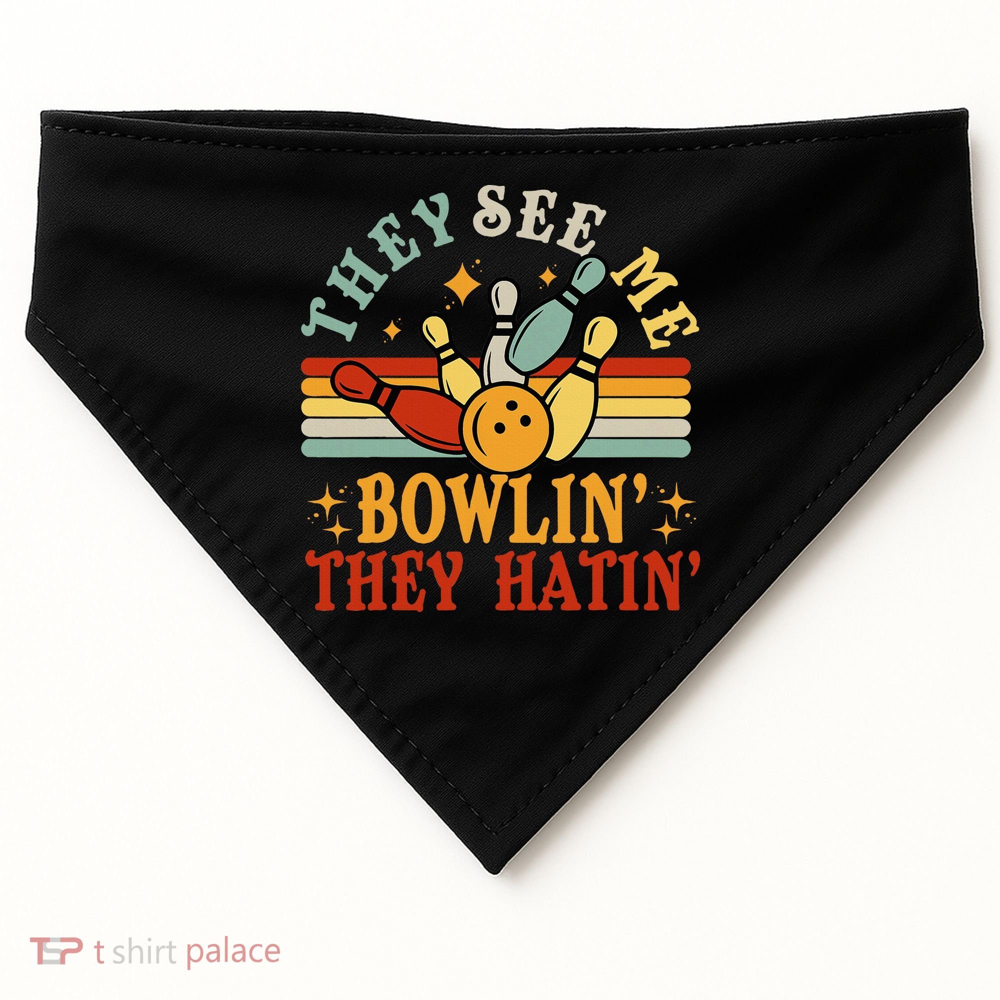 Bowling They See Me Bowling They Hatin Funny USA-Made Doggie Bandana