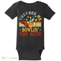 Bowling They See Me Bowling They Hatin Funny Baby Bodysuit thumb 0
