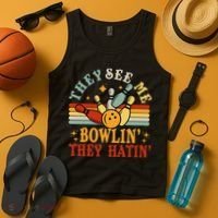 Bowling They See Me Bowling They Hatin Funny Tank Top thumb 4