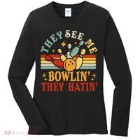 Bowling They See Me Bowling They Hatin Funny Women's Long Sleeve Shirt thumb 0