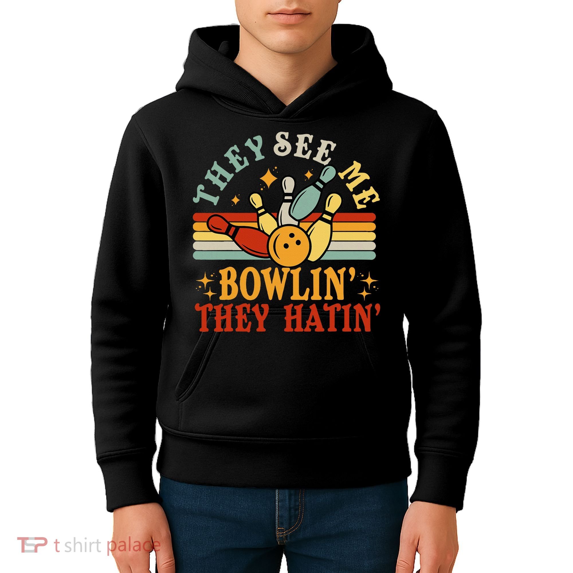 Bowling They See Me Bowling They Hatin Funny Kids Hoodie