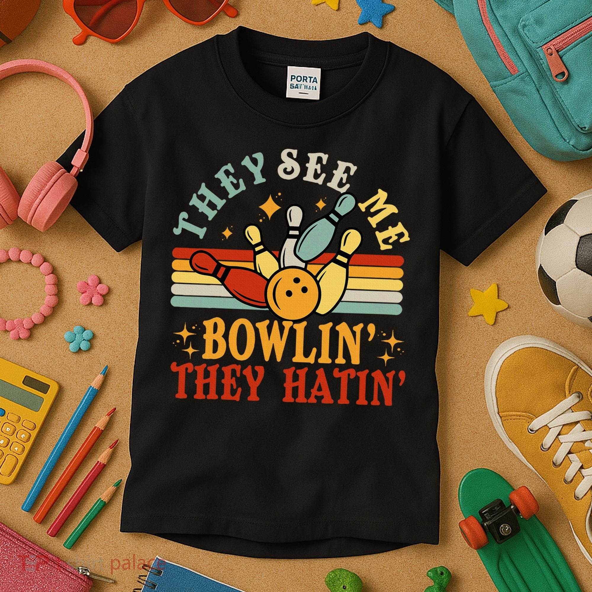 Bowling They See Me Bowling They Hatin Funny Kids T-Shirt