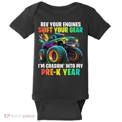 Back To School Pre K Monster Truck First Day School Baby Bodysuit