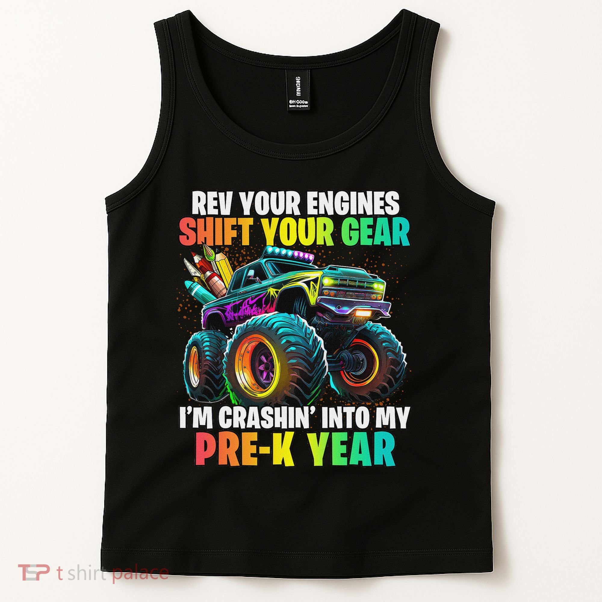 Back To School Pre K Monster Truck First Day School Tank Top