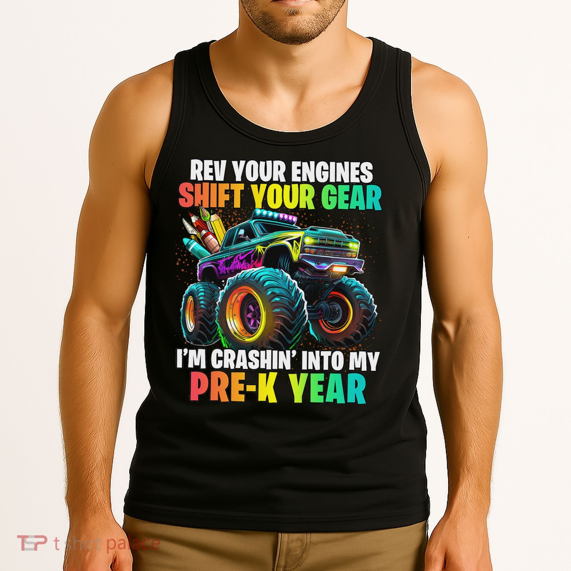 Back To School Pre K Monster Truck First Day School Tank Top