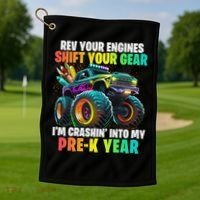 Back To School Pre K Monster Truck First Day School Golf Towel thumb 1