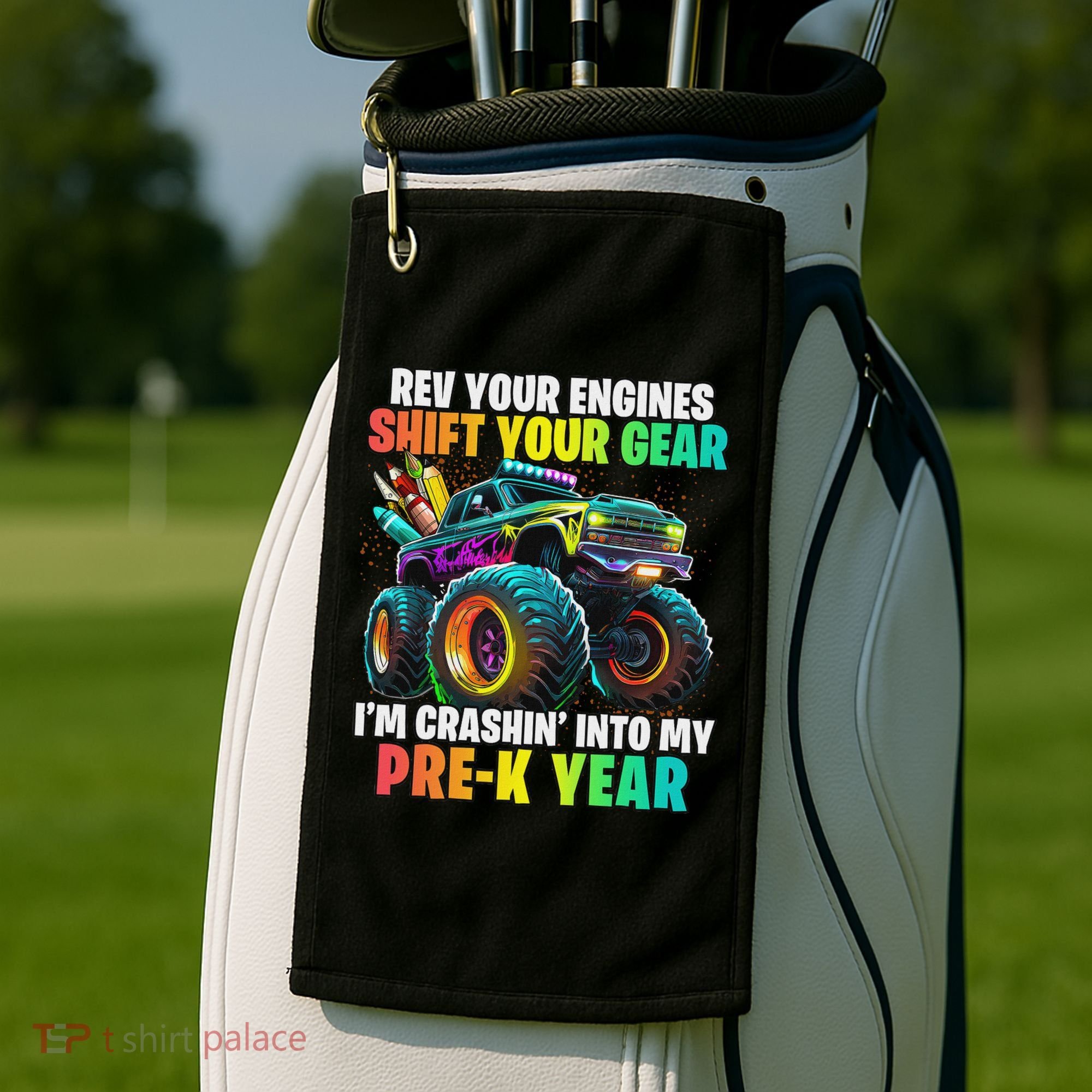Back To School Pre K Monster Truck First Day School Golf Towel