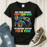 Back To School Pre K Monster Truck First Day School Women's T-Shirt thumb 3