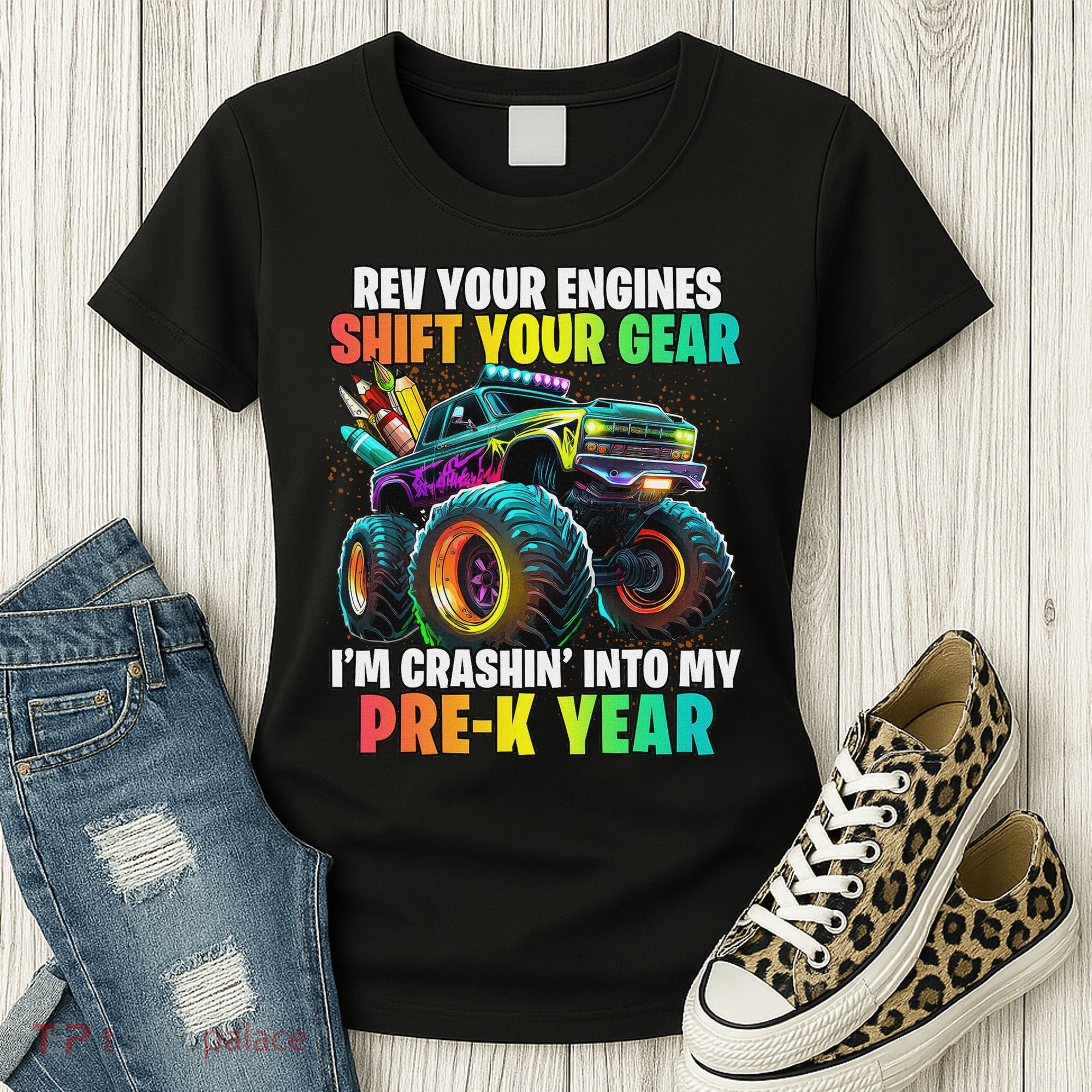Back To School Pre K Monster Truck First Day School Women's T-Shirt
