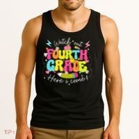 Back To School Watch Out Fourth Grade Here I Come Pencil Tank Top thumb 3