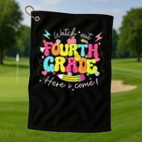 Back To School Watch Out Fourth Grade Here I Come Pencil Golf Towel thumb 1