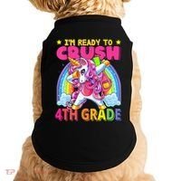 Back To School Unicorn Rainbow Ready To Crush 4th Grade Doggie Tank thumb 0