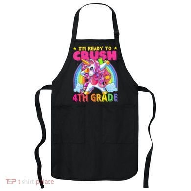 Back To School Unicorn Rainbow Ready To Crush 4th Grade Apron