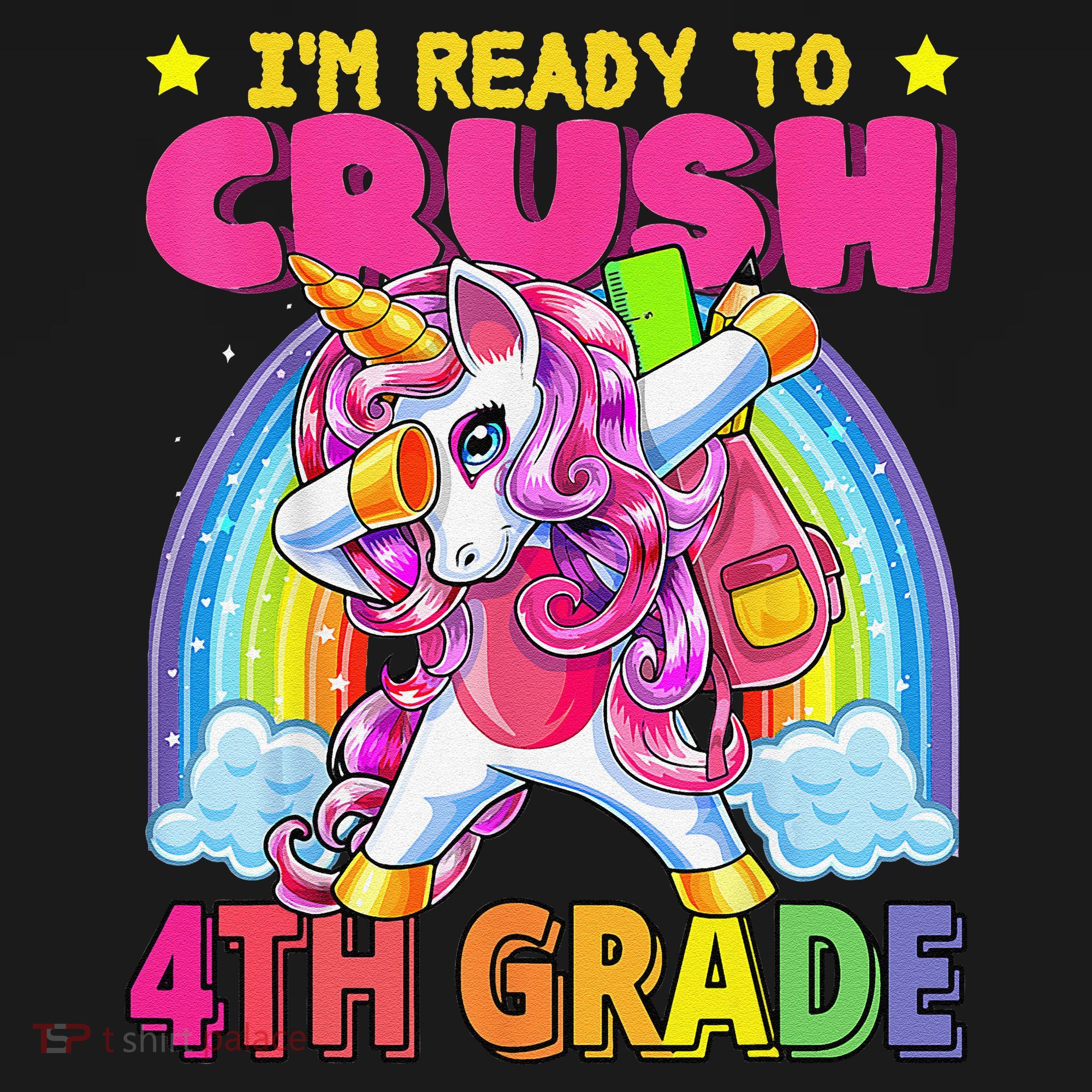 Back To School Unicorn Rainbow Ready To Crush 4th Grade Apron