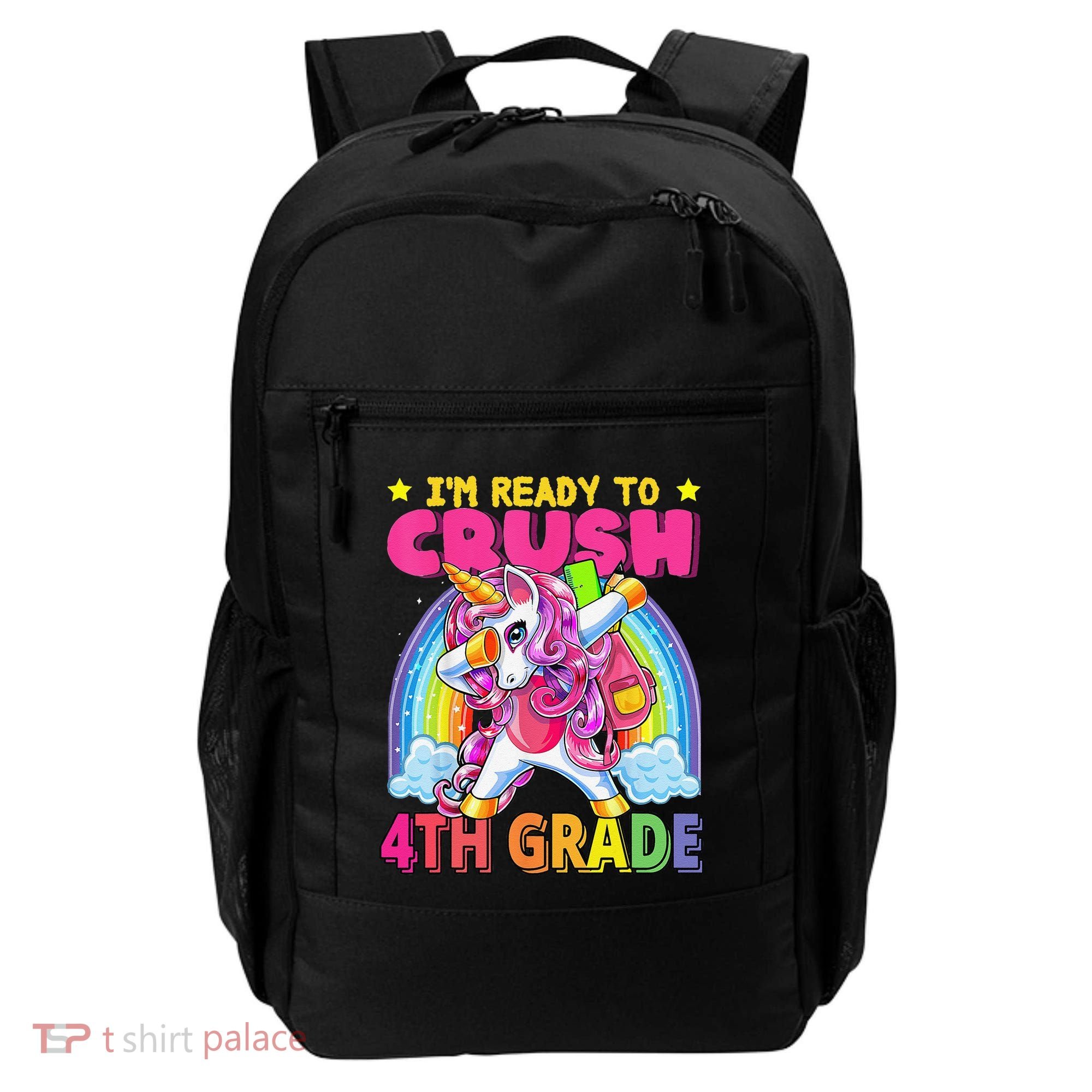 Back To School Unicorn Rainbow Ready To Crush 4th Grade Backpack