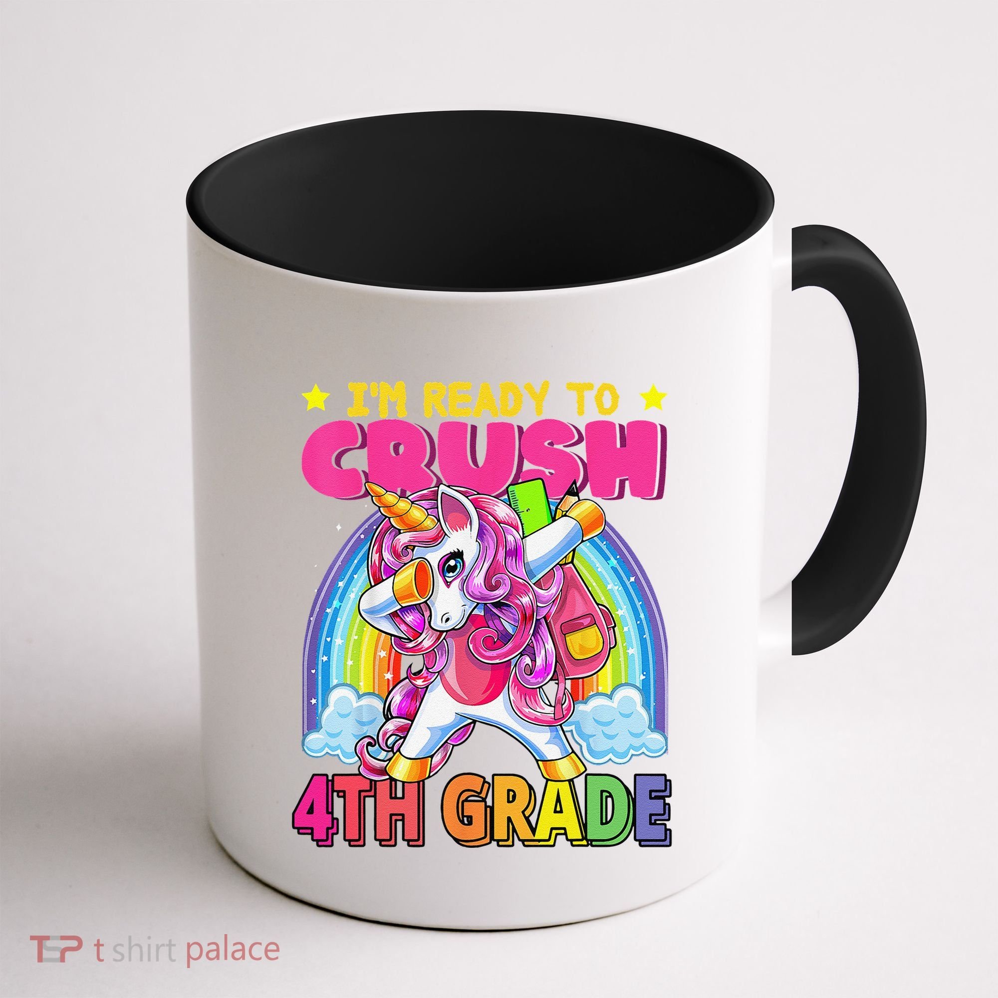 Back To School Unicorn Rainbow Ready To Crush 4th Grade Coffee Mug