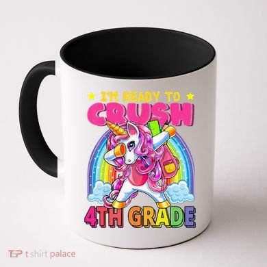 Back To School Unicorn Rainbow Ready To Crush 4th Grade Coffee Mug
