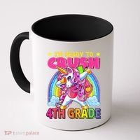 Back To School Unicorn Rainbow Ready To Crush 4th Grade Coffee Mug thumb 0