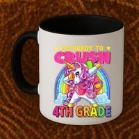 Back To School Unicorn Rainbow Ready To Crush 4th Grade Coffee Mug thumb 2
