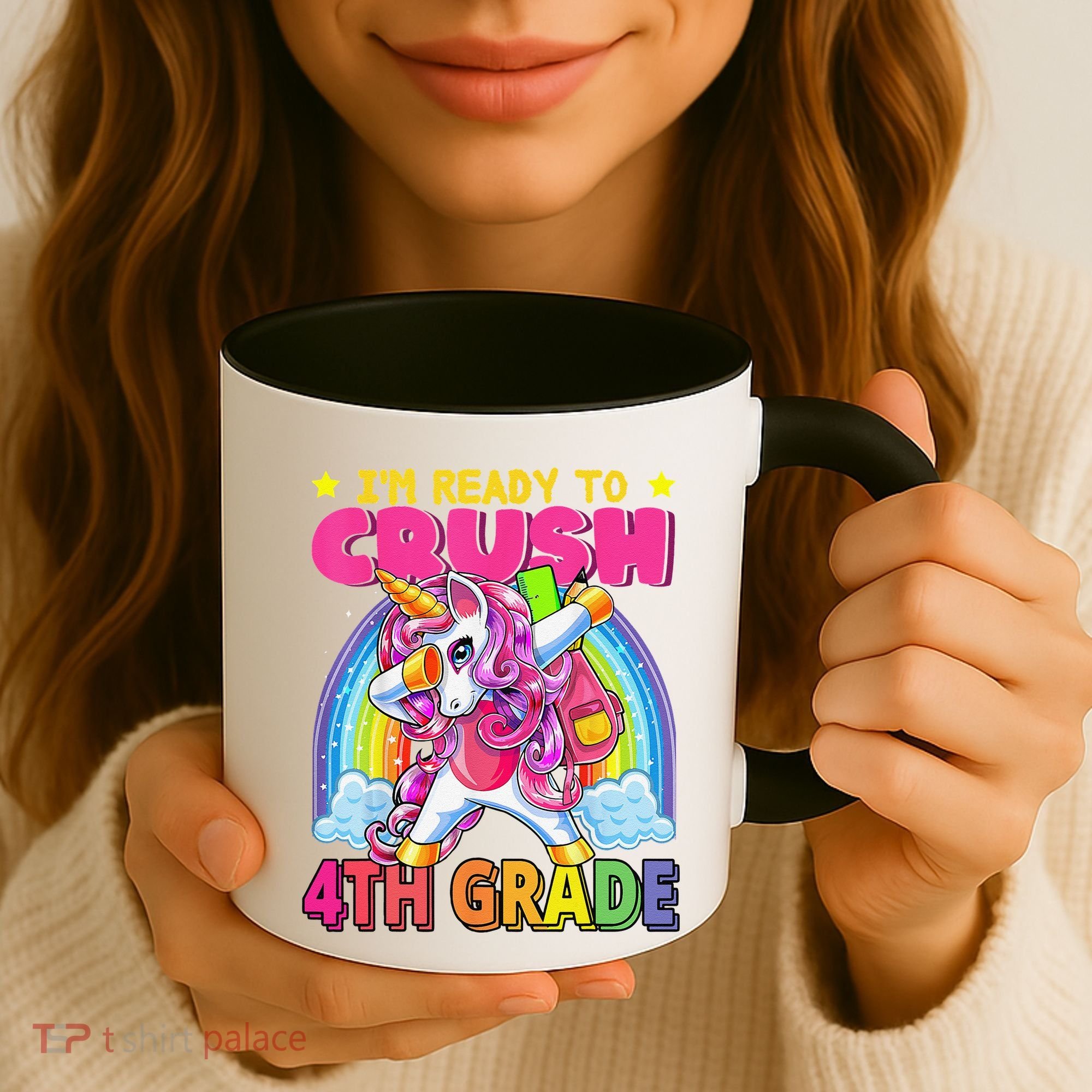 Back To School Unicorn Rainbow Ready To Crush 4th Grade Coffee Mug