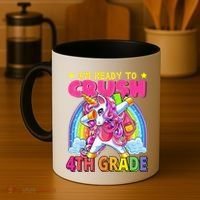 Back To School Unicorn Rainbow Ready To Crush 4th Grade Coffee Mug thumb 4
