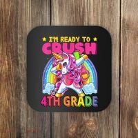 Back To School Unicorn Rainbow Ready To Crush 4th Grade Coaster thumb 0