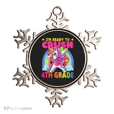 Back To School Unicorn Rainbow Ready To Crush 4th Grade Ornament