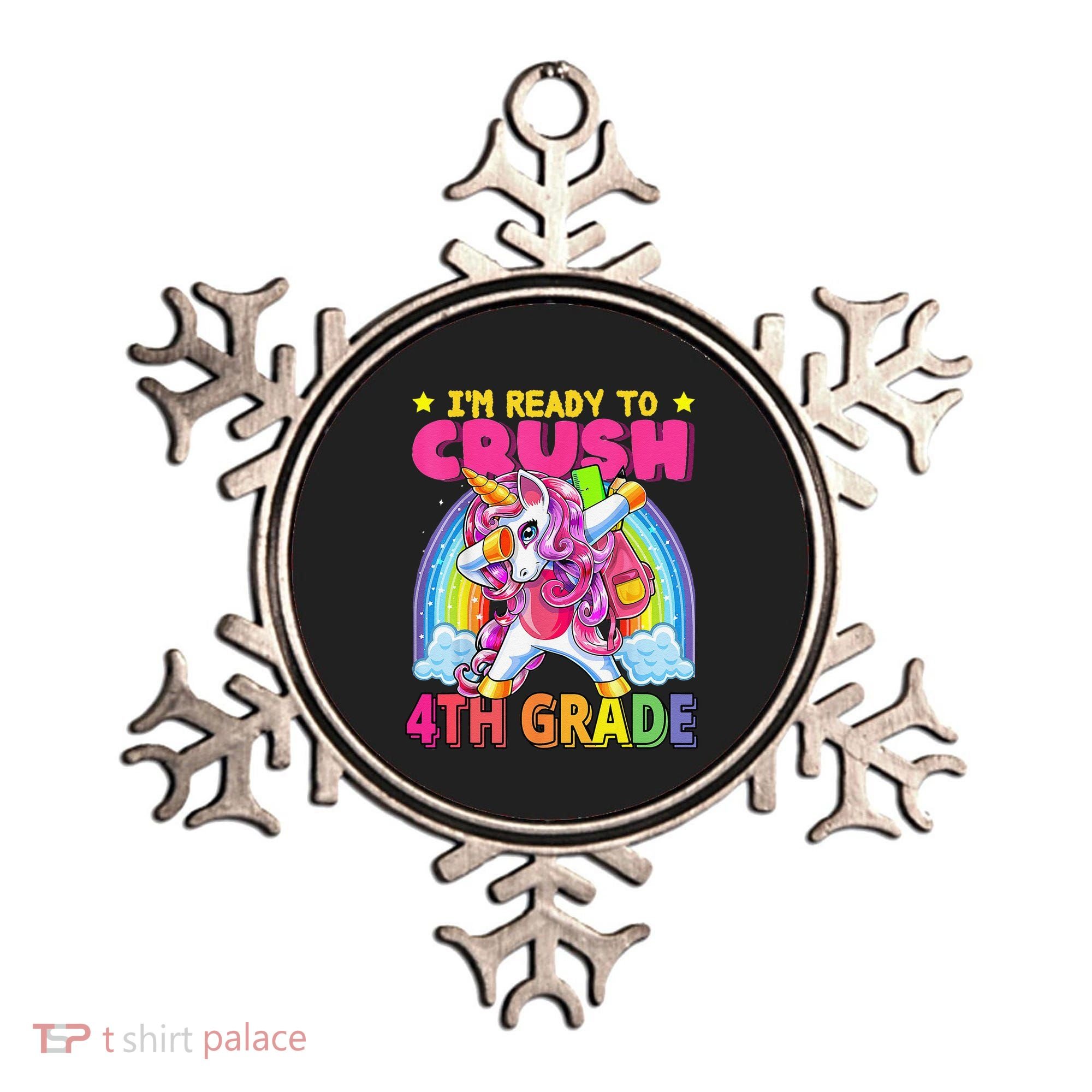 Back To School Unicorn Rainbow Ready To Crush 4th Grade Ornament
