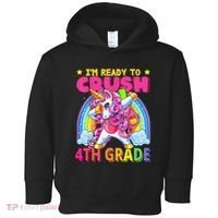 Back To School Unicorn Rainbow Ready To Crush 4th Grade Toddler Hoodie thumb 0