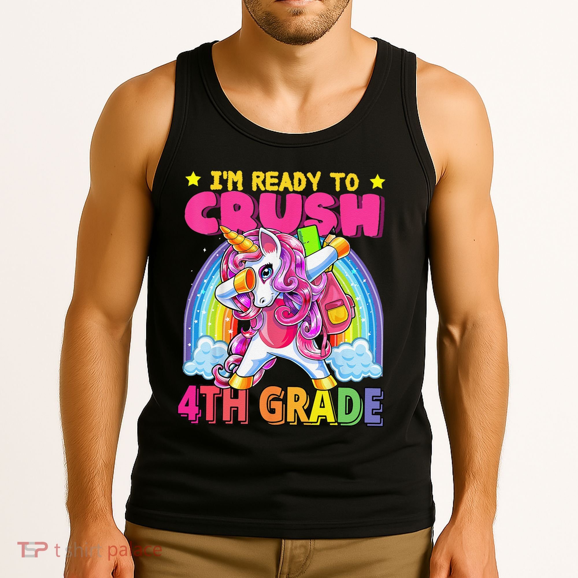 Back To School Unicorn Rainbow Ready To Crush 4th Grade Tank Top