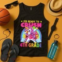 Back To School Unicorn Rainbow Ready To Crush 4th Grade Tank Top thumb 4