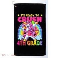 Back To School Unicorn Rainbow Ready To Crush 4th Grade Golf Towel thumb 0