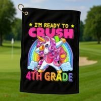 Back To School Unicorn Rainbow Ready To Crush 4th Grade Golf Towel thumb 1