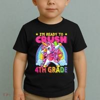 Back To School Unicorn Rainbow Ready To Crush 4th Grade Toddler T-Shirt thumb 2